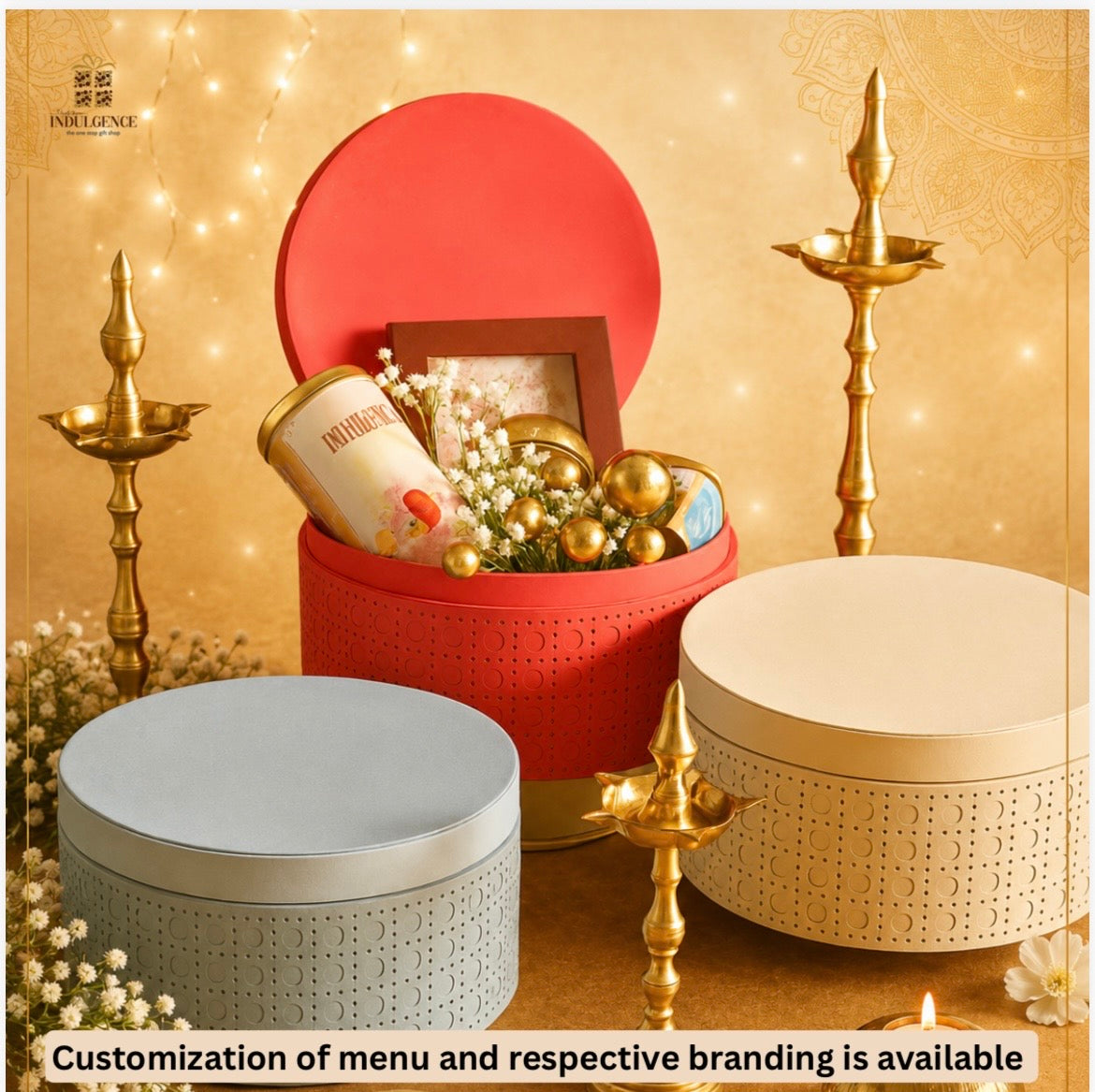 Laser Cut Round Box Diwali Hamper