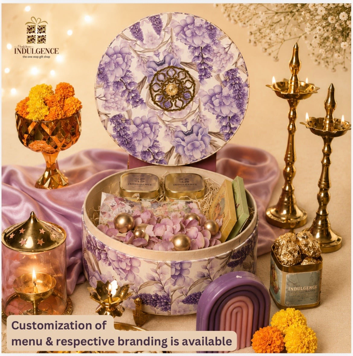 Lavender Round Box Diwali Hamper