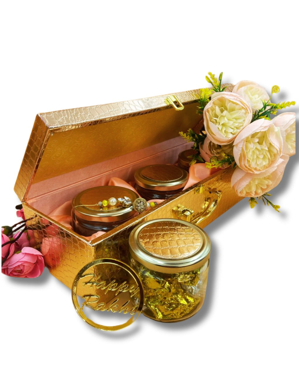 Golden 3 jar Hamper box