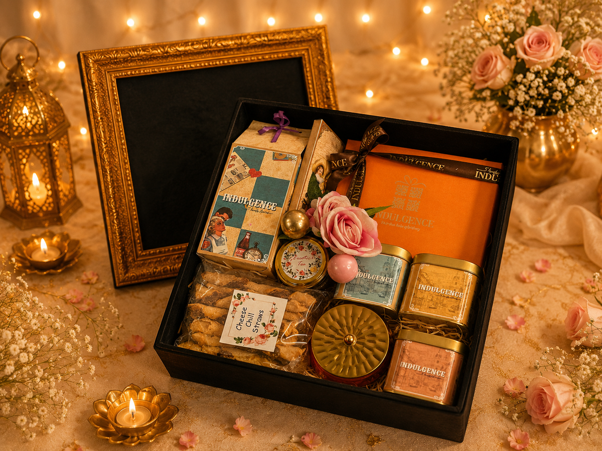 Black Suede Frame Jumbo Box Diwali Hamper