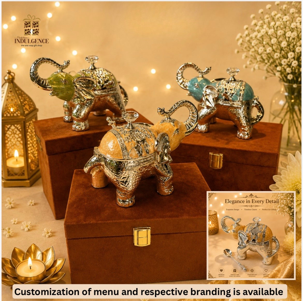 German Silver Elephant Box Diwali Hamper
