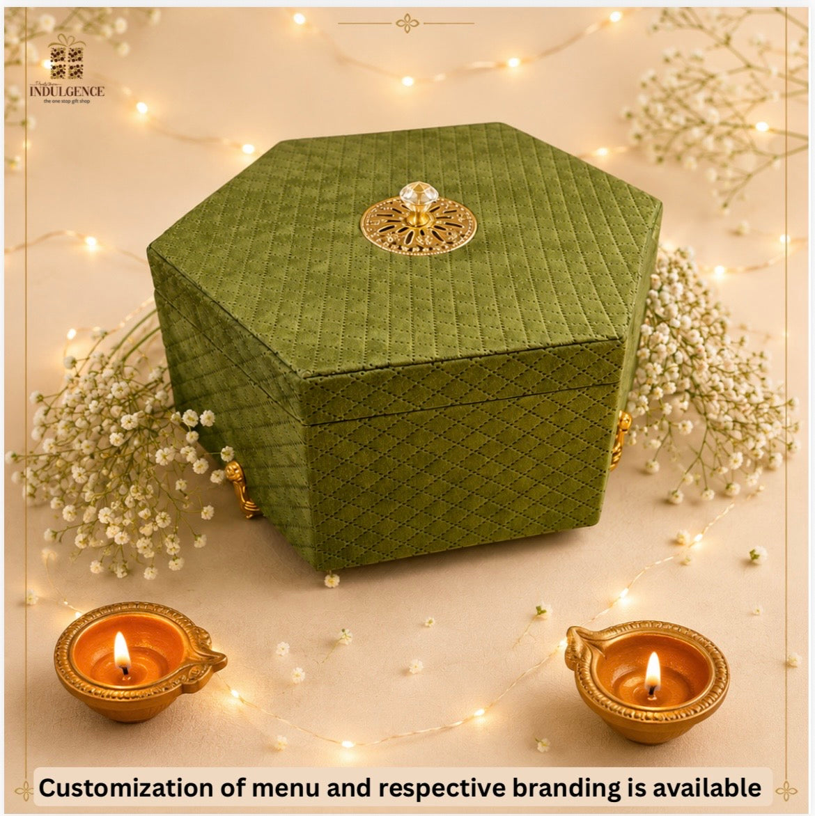 Hexagonal Suede Box Diwali Hamper