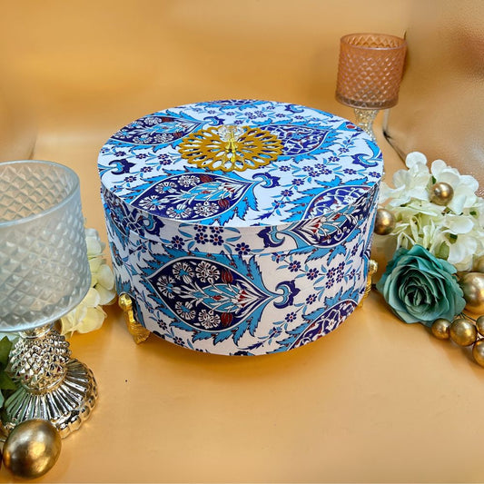 Round blue floral box Hamper