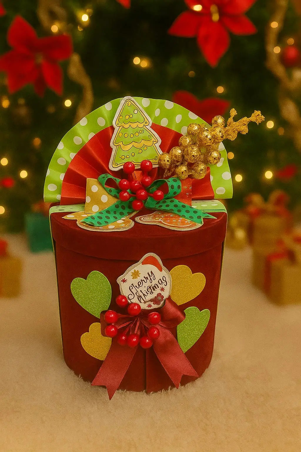 Red Double Decker Round Sued Box